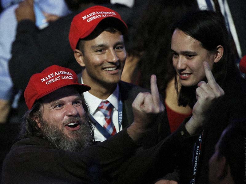Supporters celebrate as returns come in for Republican U.S. presidential nominee Donald Trump during an election night rally in Manhattan